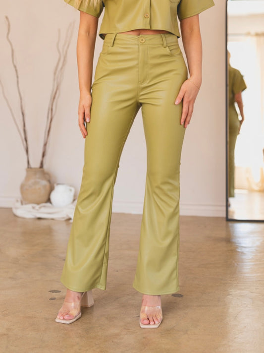 Ivy Faux Leather boot cut pants